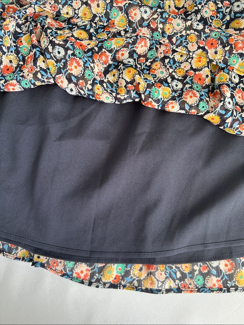 LOFT Floral Tiered Mini Skirt NWT Size Large Elastic Waist Boho Cottagecore - Picture 5 of 7